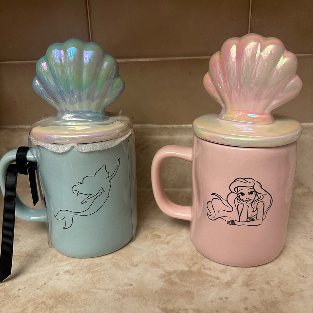 Mermaid Shell Lid Mugs Set